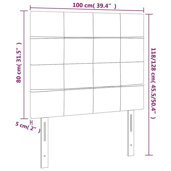 Sänggavel LED mörkgrön 100x5x118/128 cm sammet
