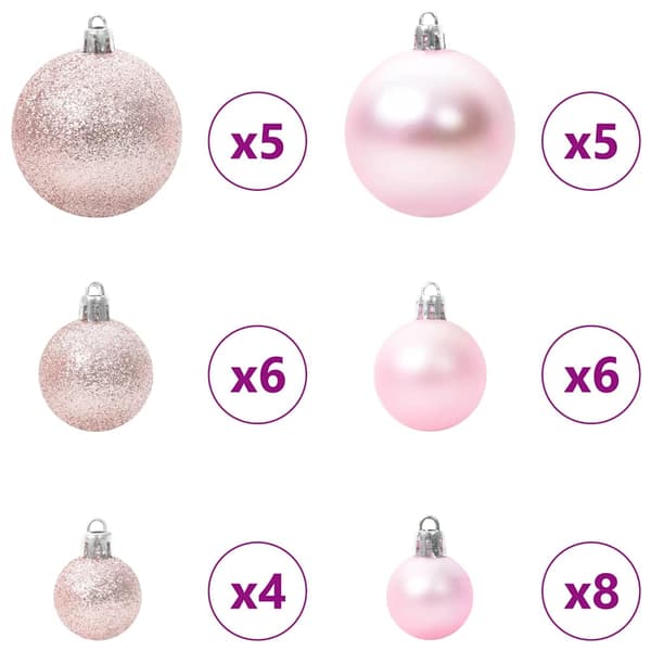 Julprydnad Set med 150 LED-lampor 61 pcs Rosa Plast