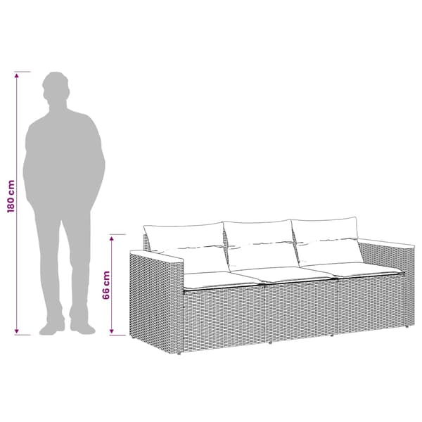 Trädgårdssoffa 3-sits med dynor konstrotting beige