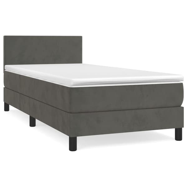 Ramsäng med madrass mörkgrå 90x200 cm sammet