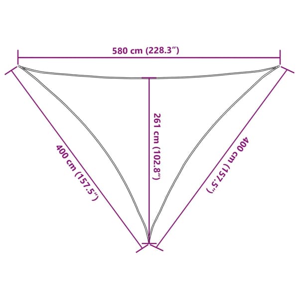 Solsegel 160 g/m² triangulär ljusgrå 4x4x5,8 m HDPE