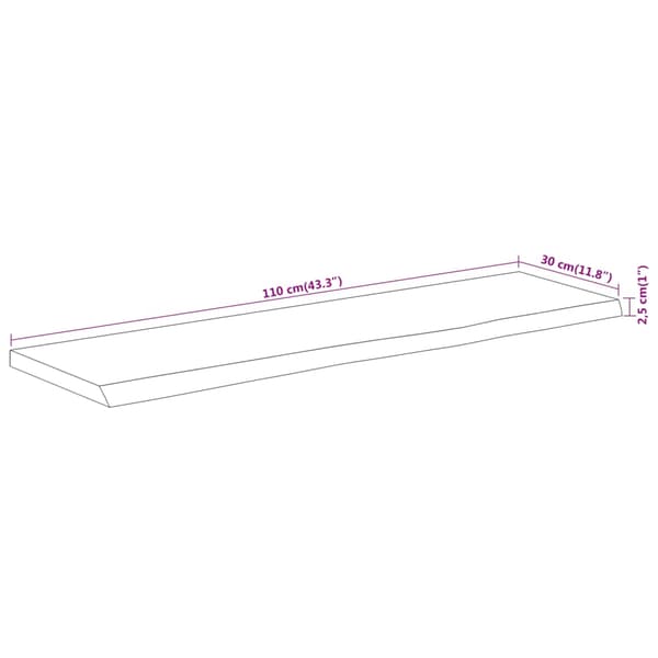 Vägghylla 110x30x2,5 cm rektangulär massiv akacia ojämn kant
