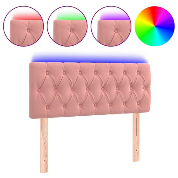 Sänggavel LED rosa 90x7x78/88 cm sammet