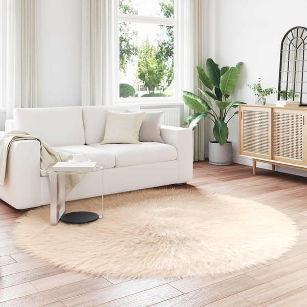Fuskfäll matta TAFALLA Beige Ø 160 cm Polyester