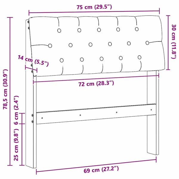 Klädd sänggavel Mörkgrå 75 cm Massiv furu