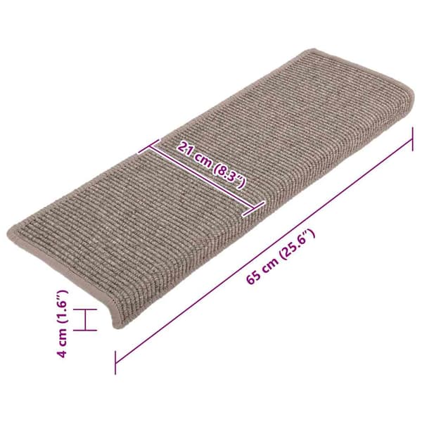 Trappmattor 15 st 65x21x4 cm mörkbeige rektangulär kant