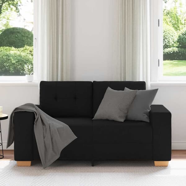 Loveseat soffa svart 160x77x82 cm tyg