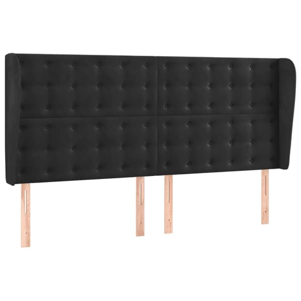 Ramsäng med madrass & LED svart 160x200 cm sammet