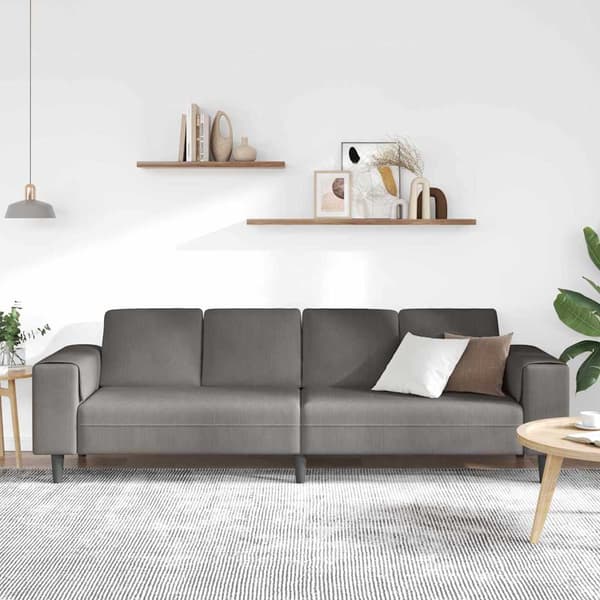 Soffa Ljusgrå 250 x 77 x 76 cm Kordread tyg
