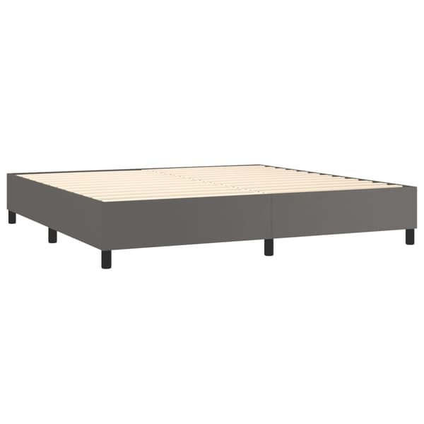 Ramsäng med madrass grå 200x200 cm konstläder