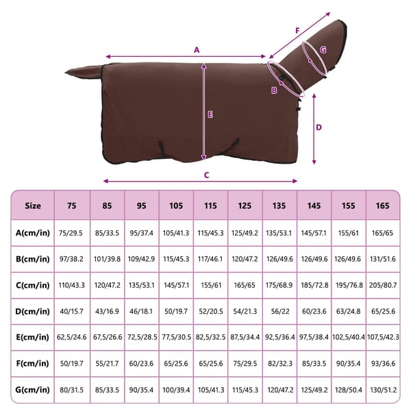Hästdyna Full Mörk Brun 165 cm Polyester Fleece