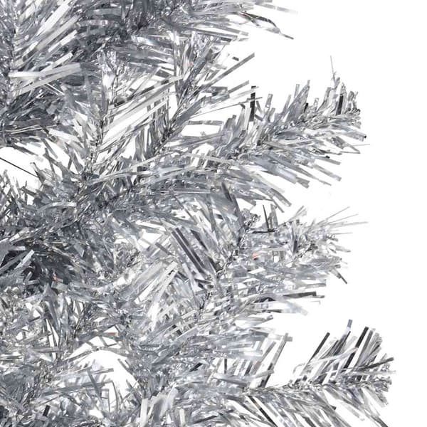 Smal halv plastgran med stativ silver 180 cm