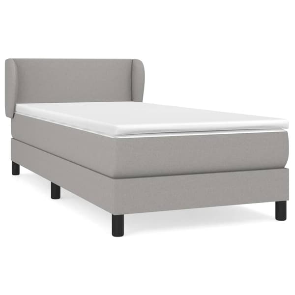 Ramsäng med madrass ljusgrå 90x200 cm tyg