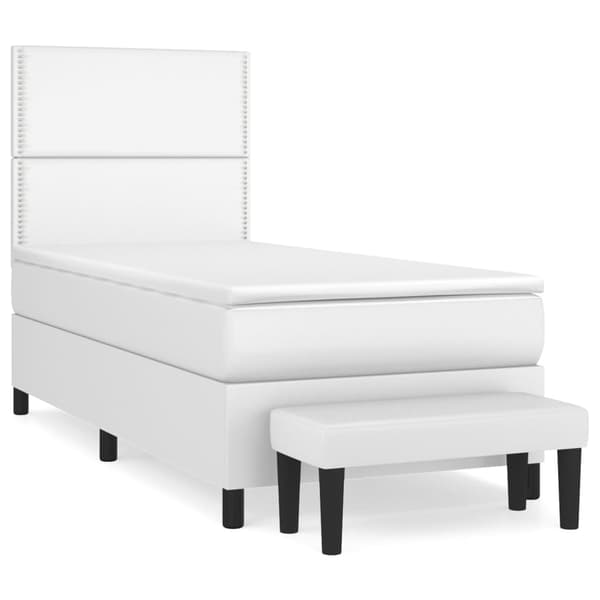 Ramsäng med madrass vit 100x200 cm konstläder