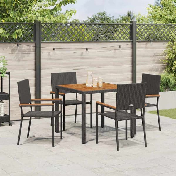 Trädgårdsmöbelset 5 pcs Svart konstrotting