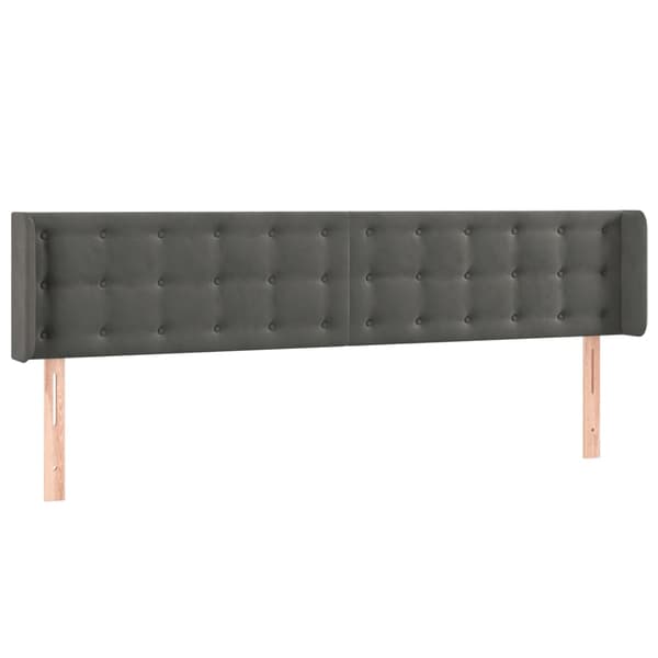 Sänggavel LED mörkgrå 183x16x78/88 cm sammet