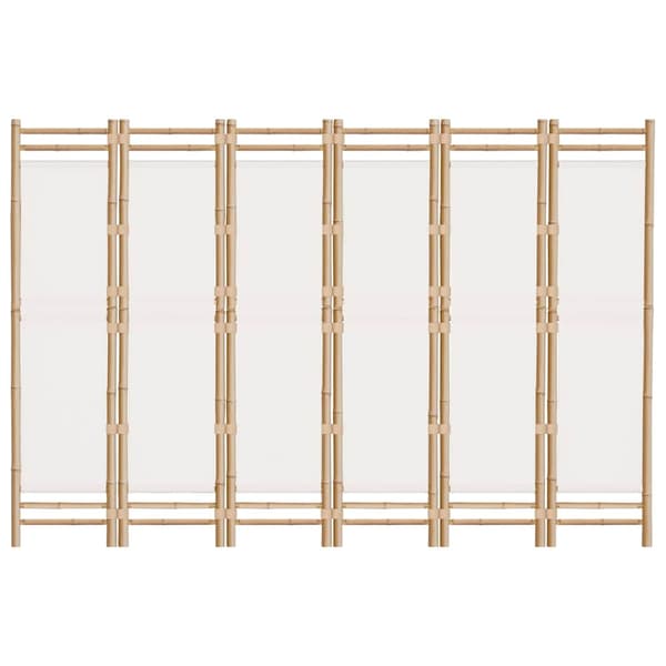Rumsavdelare 6 paneler hopfällbar 240 cm bambu och kanvas