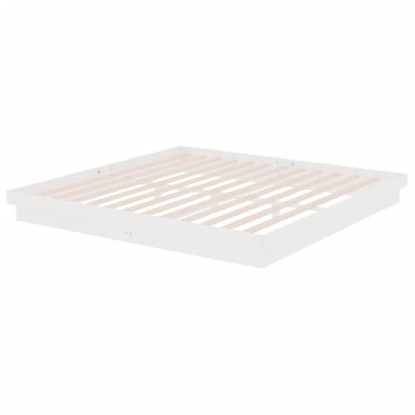 Sängram vit massivt trä 200x200 cm