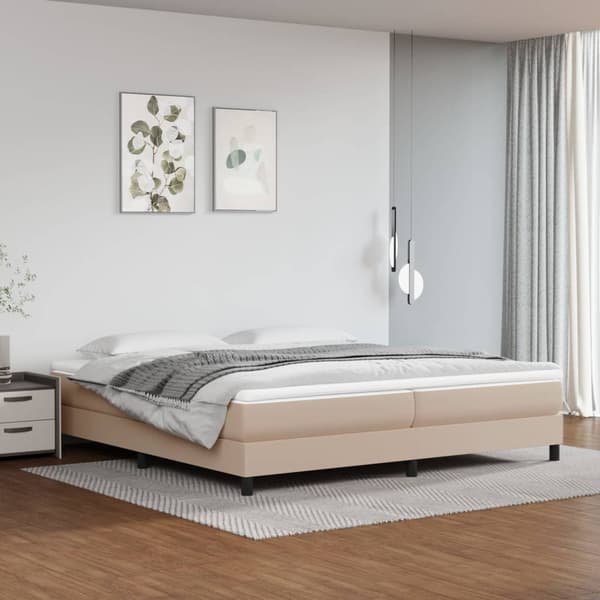 Boxspring-sängram cappuccino 200x200 cm konstläder