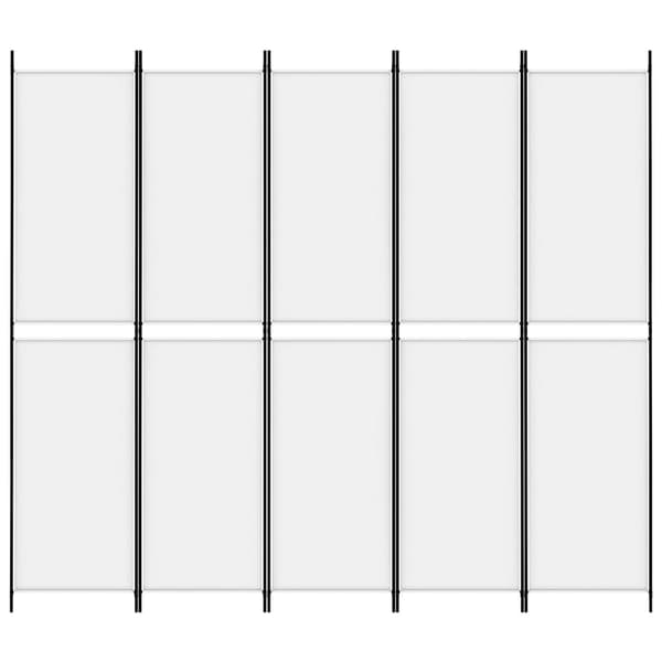 Rumsavdelare 5 paneler vit 250x220 cm tyg