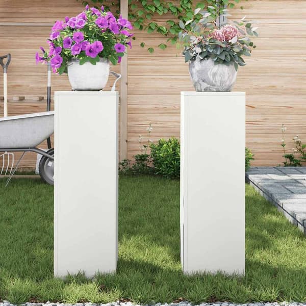 Växtställ 2 pcs Vit 24 x 24 x 75 cm Stål