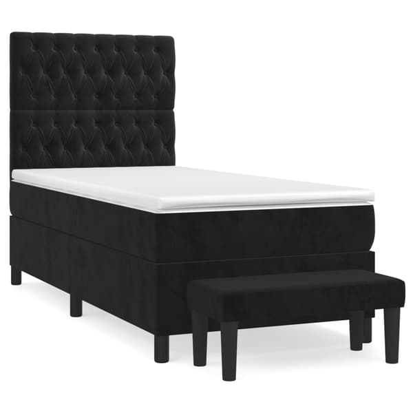Ramsäng med madrass svart 100x200 cm sammet