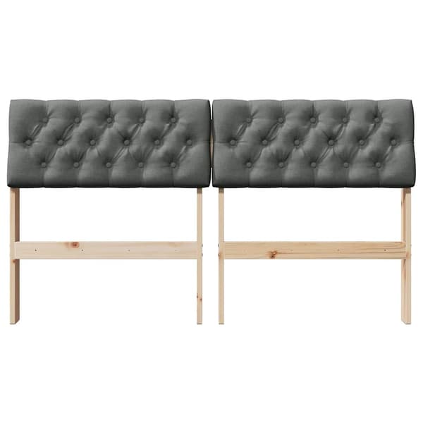 Klädd sänggavel Mörkgrå 140 cm Massiv furu