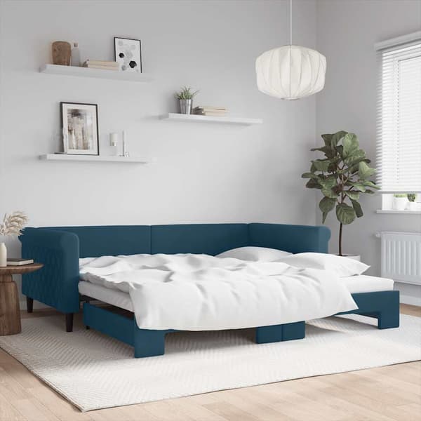 Dagbädd utdragbar blå 100x200 cm sammet