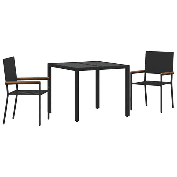 Trädgårdsmöbelset 3 pcs Svart konstrotting