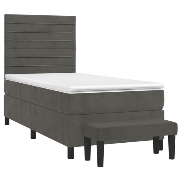 Ramsäng med madrass mörkgrå 90x190 cm sammet