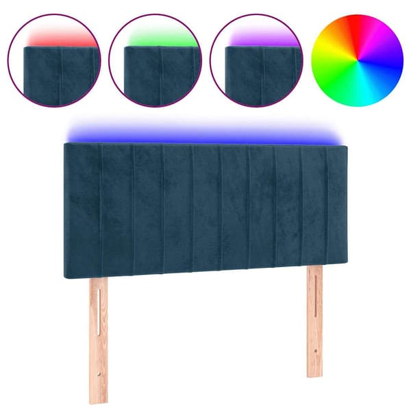 Sänggavel LED mörkblå 90x5x78/88 cm sammet