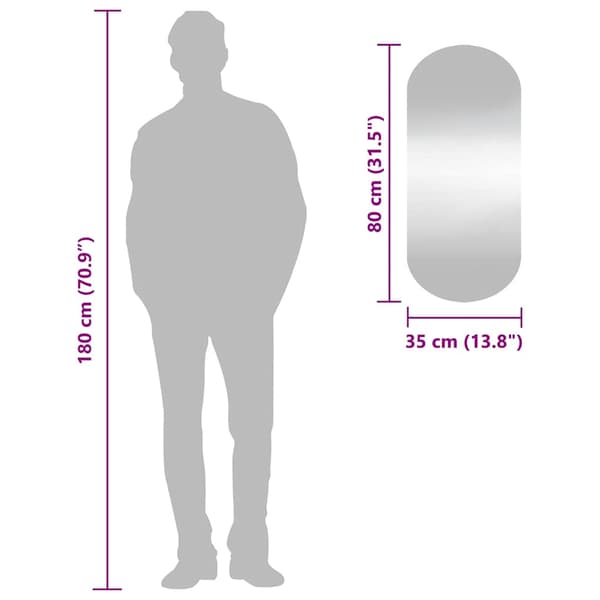 Väggspegel 35x80 cm glas oval
