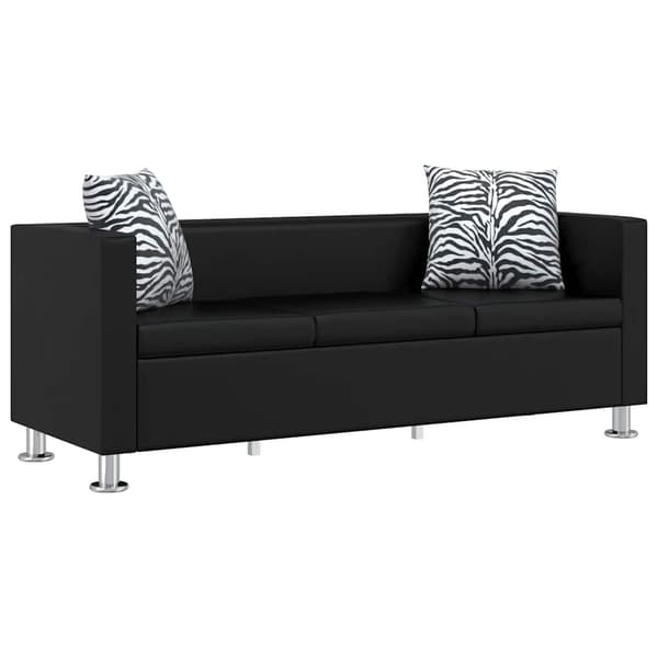 Soffa 3-sits konstläder svart