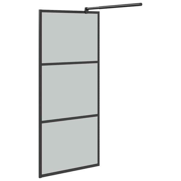 Duschvägg 90x195cm halvfrostat ESG-glas svart