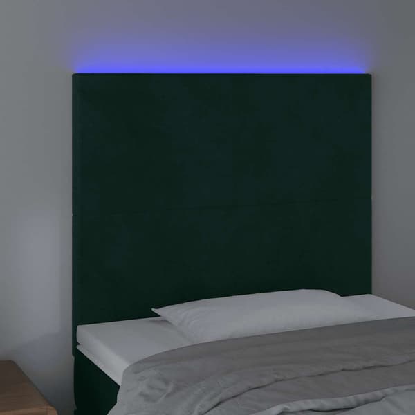 Sänggavel LED mörkgrön 80x5x118/128 cm sammet