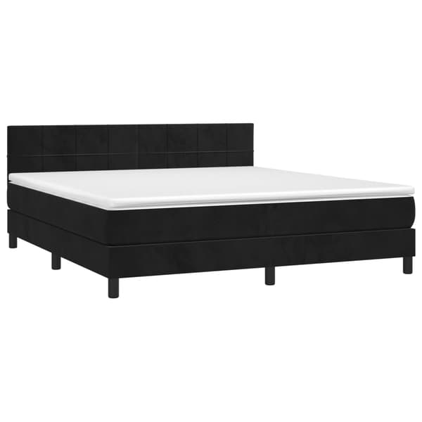 Ramsäng med madrass svart 160x200 cm sammet