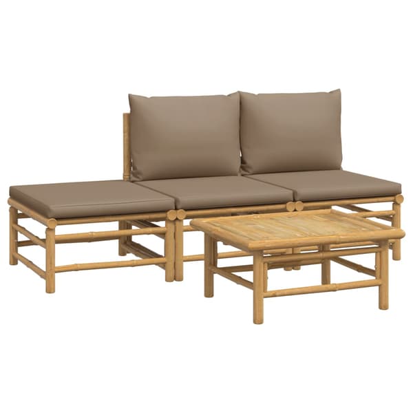 Loungegrupp 4 delar taupe dynor bambu