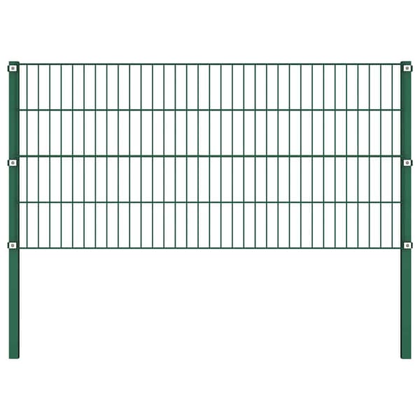 Staketpanel med stolpar järn 349x80 cm grön