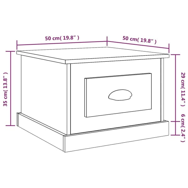 Soffbord sonoma-ek 50x50x35 cm konstruerat trä