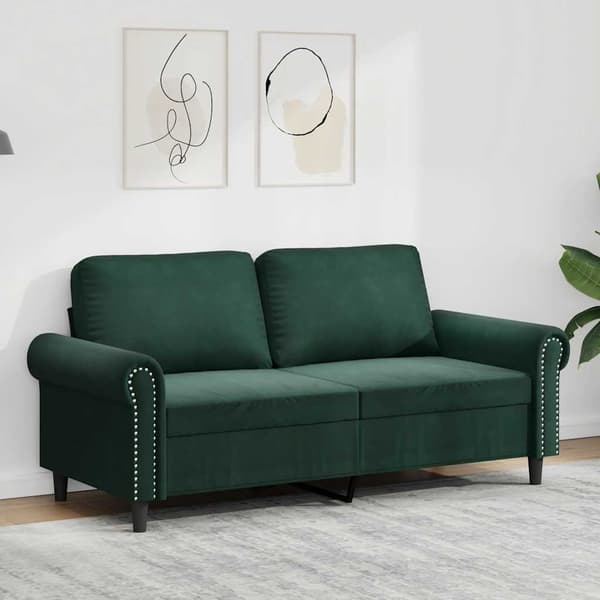 Soffa 2-sits mörkgrön 140 cm sammet