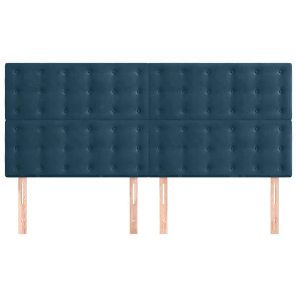 Sänggavel mörkblå 200x5x118/128 cm sammet