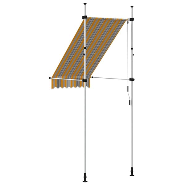 Markis manuellt infällbar 100 cm gula och blå ränder