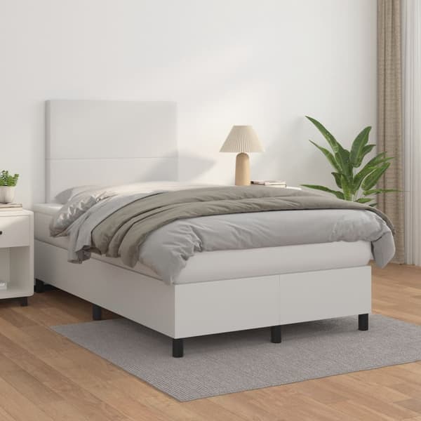 Ramsäng med madrass vit 120x190 cm konstläder