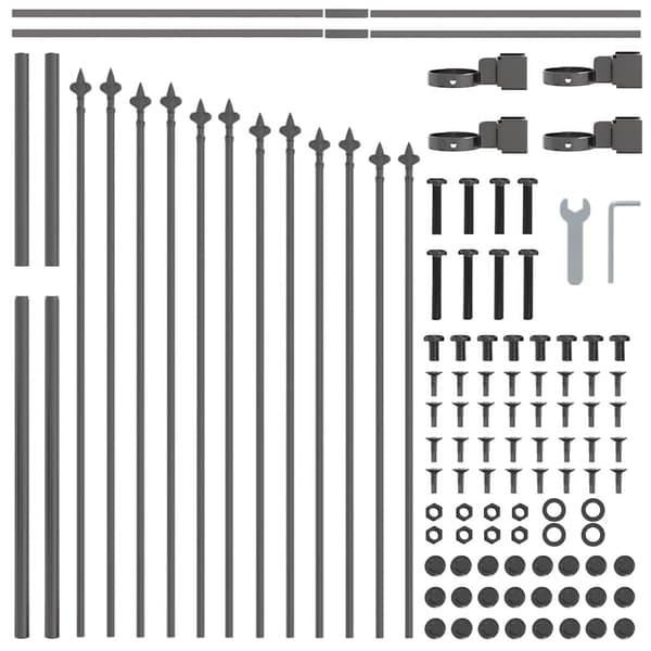 Trädgårdsstängsel 4 pcs Grå 170 x 140 cm Pulverlackerat stål