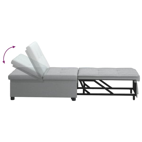 Pull Out Sofa Bed Ljusgrå 194 x 50 x 82 cm tyg