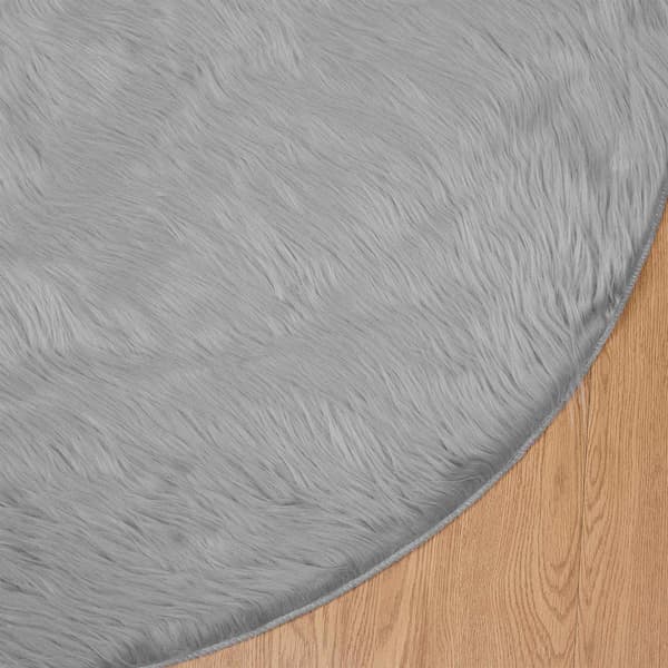 Fuskfäll matta TAFALLA Grå Ø 80 cm Polyester