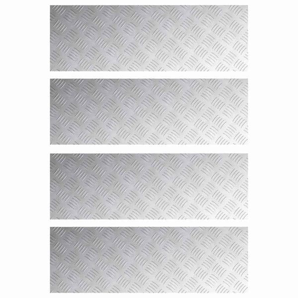 Trappsteg Rektangulär 4 pcs Silver 90 x 30 cm Aluminium
