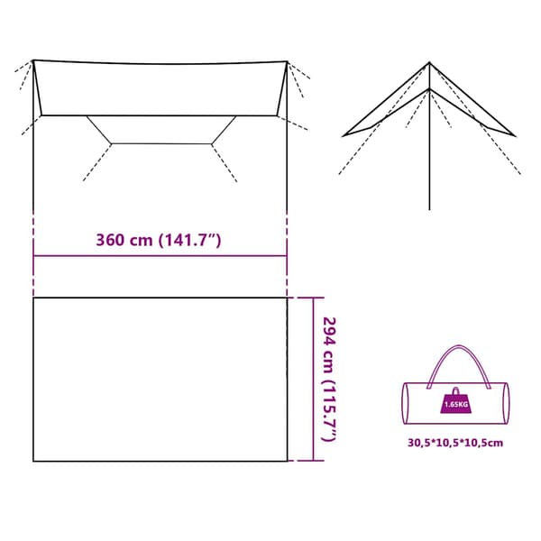 Tarp grå och orange 360x294 cm vattentät