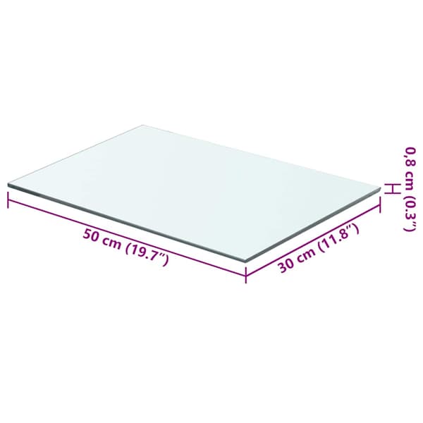 Hyllplan 2 st glas genomskinlig 50x30 cm