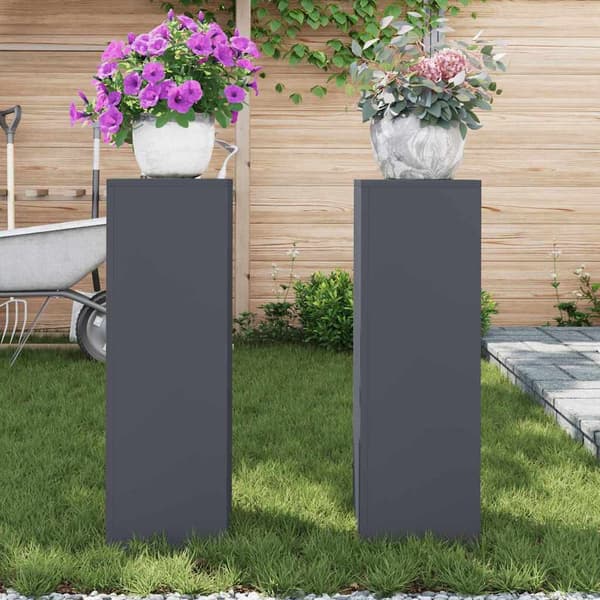 Växtställ 2 pcs Antracit 24 x 24 x 75 cm Stål